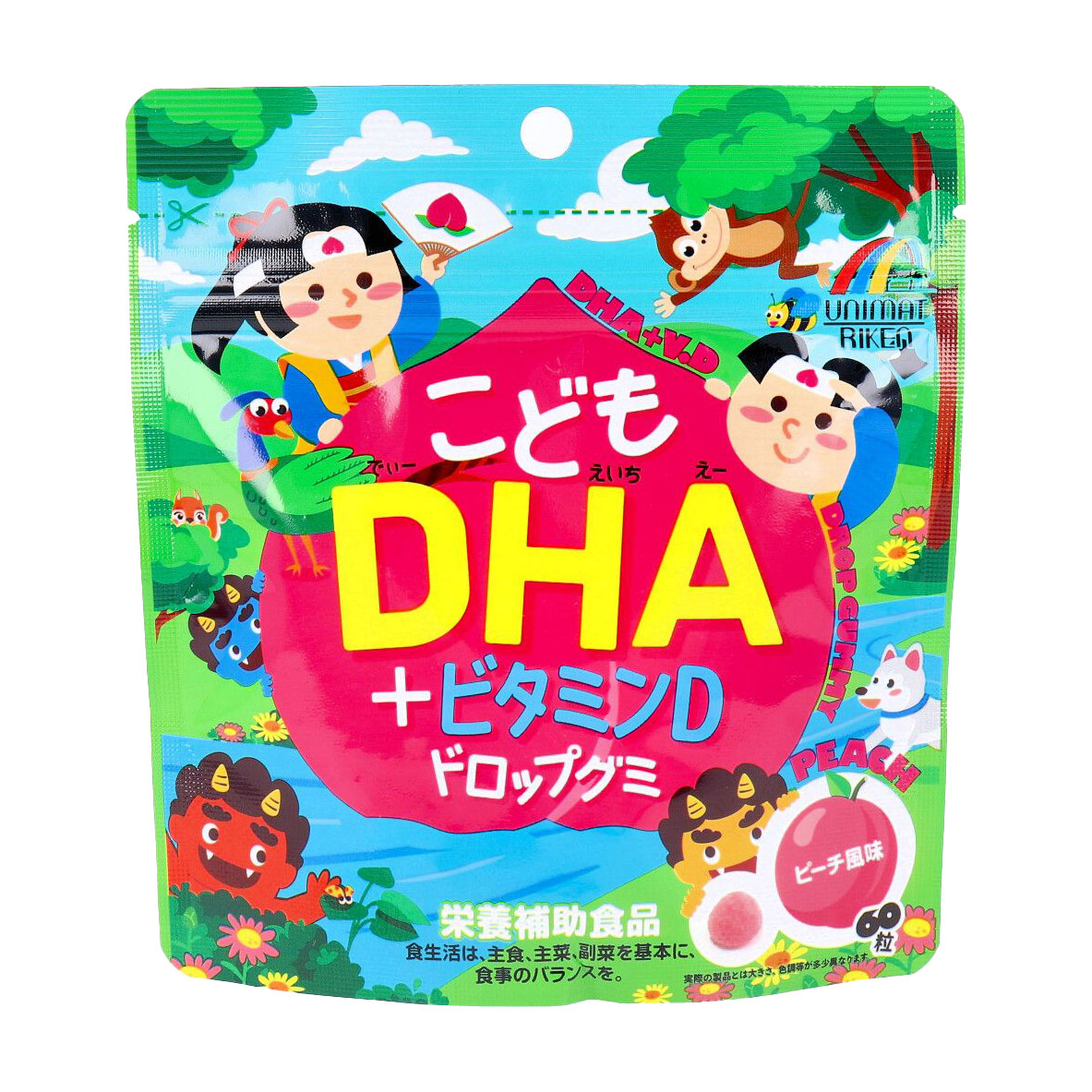 Дитячий комплекс DHA Unimat Riken зі смаком персика, 60 жувальних пастилок